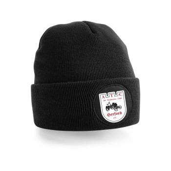 Strickmütze Patch rund - schwarz